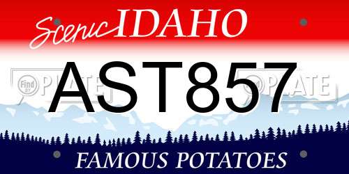 AST857 Idaho License Plate