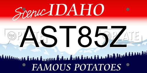 AST85Z Idaho License Plate