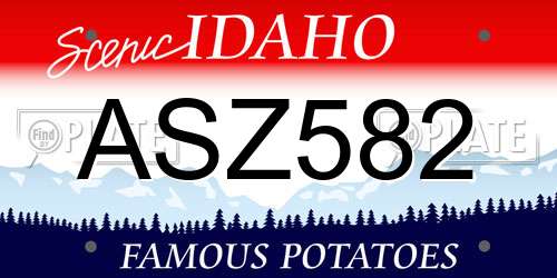 ASZ582 Idaho License Plate