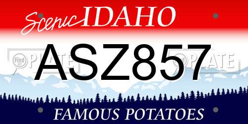 ASZ857 Idaho License Plate