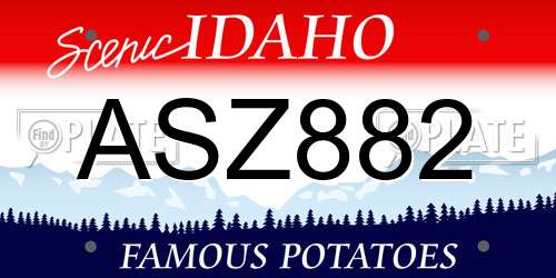 ASZ882 Idaho License Plate
