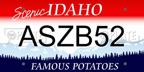 ASZB52 Idaho License Plate