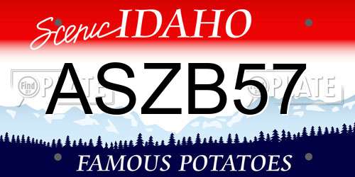 ASZB57 Idaho License Plate
