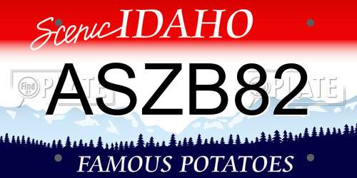 ASZB82 Idaho License Plate