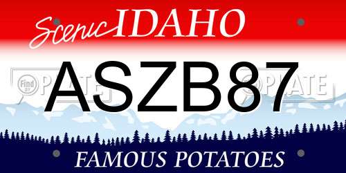 ASZB87 Idaho License Plate