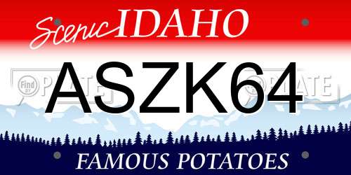 ASZK64 Idaho License Plate