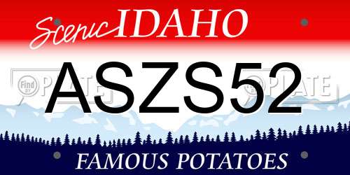 ASZS52 Idaho License Plate