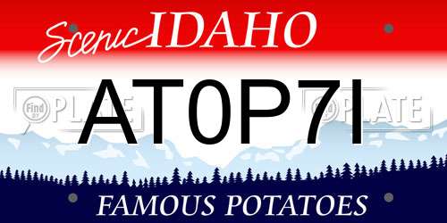 AT0P7I Idaho License Plate