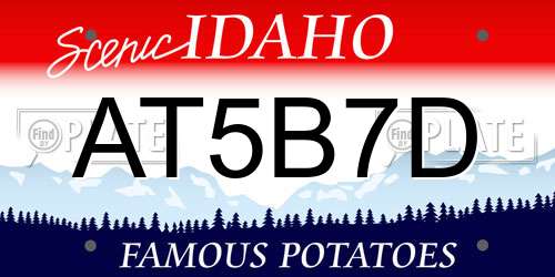 AT5B7D Idaho License Plate