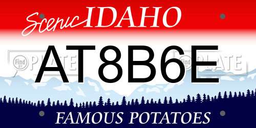 AT8B6E Idaho License Plate