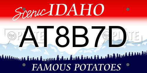 AT8B7D Idaho License Plate