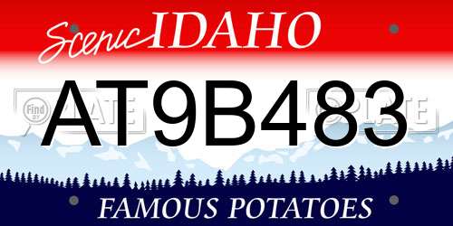 AT9B483 Idaho License Plate