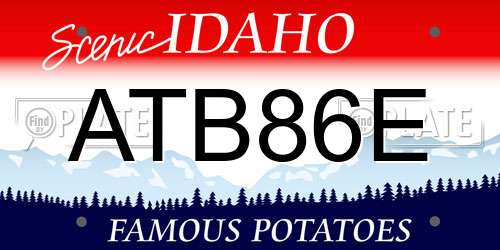 ATB86E Idaho License Plate