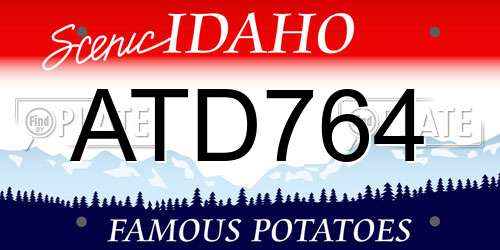 ATD764 Idaho License Plate