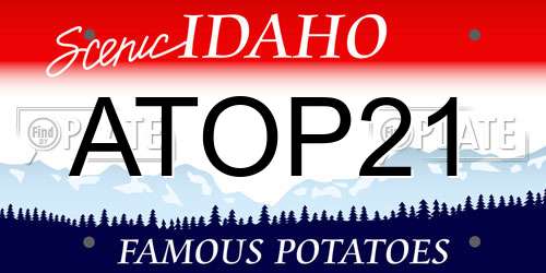 ATOP21 Idaho License Plate