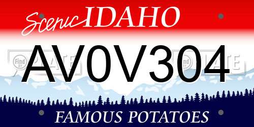 AV0V304 Idaho License Plate