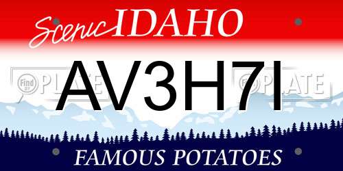 AV3H7I Idaho License Plate
