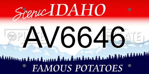 AV6646 Idaho License Plate