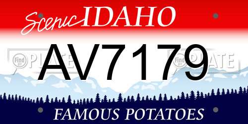 AV7179 Idaho License Plate