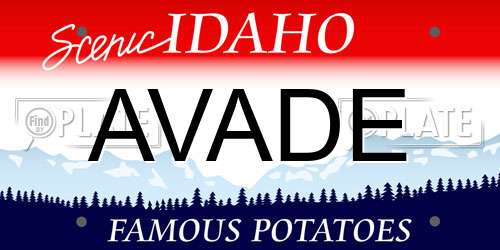 AVADE Idaho License Plate