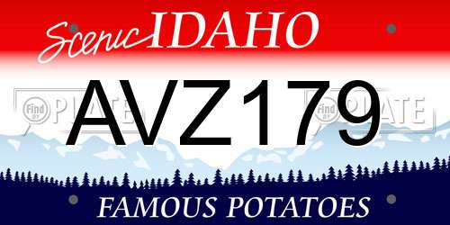 AVZ179 Idaho License Plate