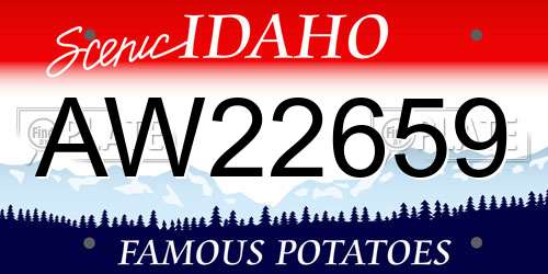 AW22659 Idaho License Plate