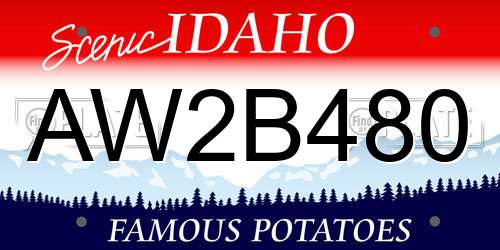 AW2B480 Idaho License Plate