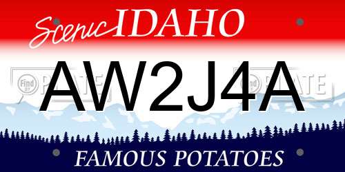 AW2J4A Idaho License Plate