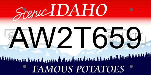 AW2T659 Idaho License Plate