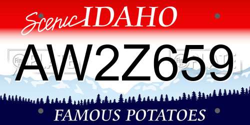 AW2Z659 Idaho License Plate