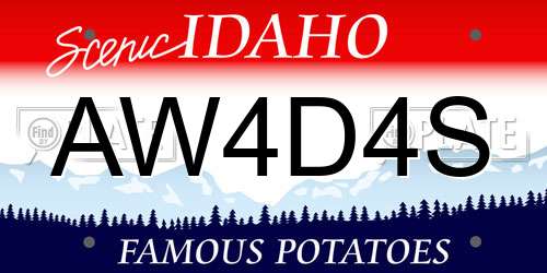 AW4D4S Idaho License Plate