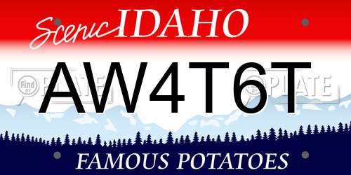 AW4T6T Idaho License Plate