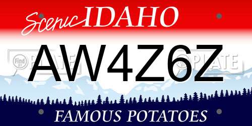 AW4Z6Z Idaho License Plate