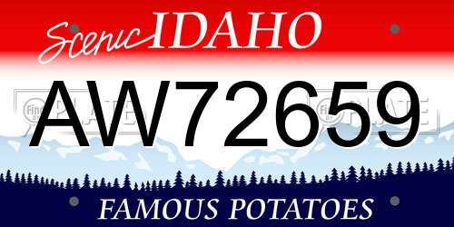 AW72659 Idaho License Plate