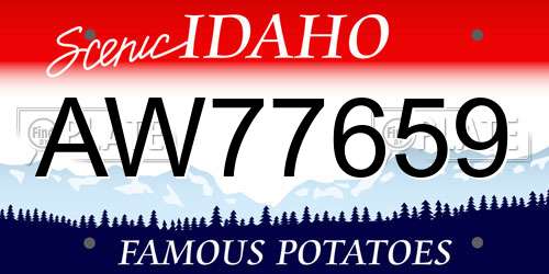 AW77659 Idaho License Plate