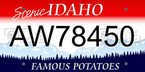 AW78450 Idaho License Plate