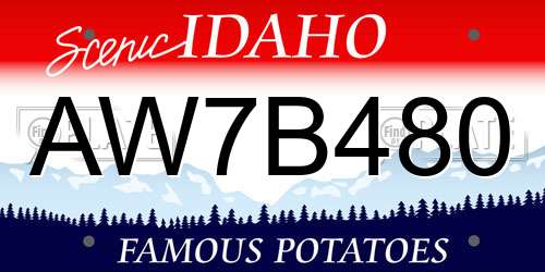 AW7B480 Idaho License Plate