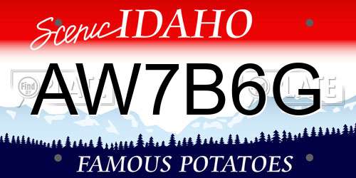 AW7B6G Idaho License Plate