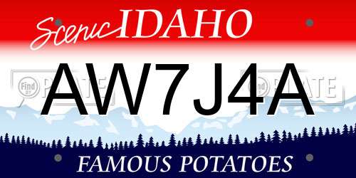 AW7J4A Idaho License Plate