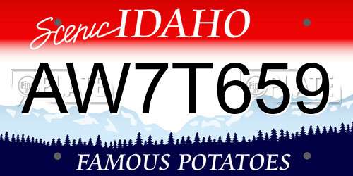 AW7T659 Idaho License Plate