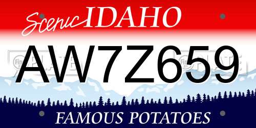 AW7Z659 Idaho License Plate