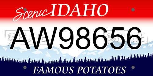 AW98656 Idaho License Plate