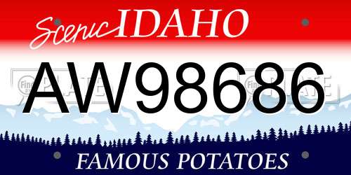 AW98686 Idaho License Plate