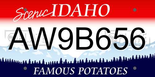 AW9B656 Idaho License Plate