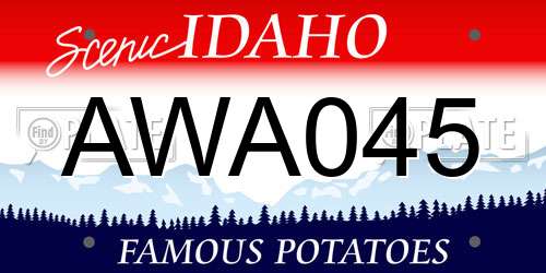 AWA045 Idaho License Plate
