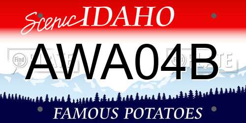 AWA04B Idaho License Plate