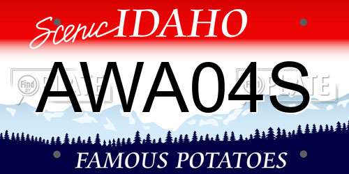 AWA04S Idaho License Plate