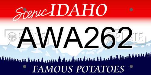 AWA262 Idaho License Plate