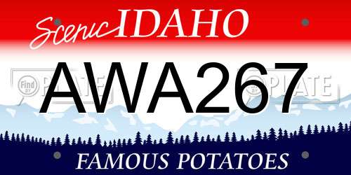 AWA267 Idaho License Plate