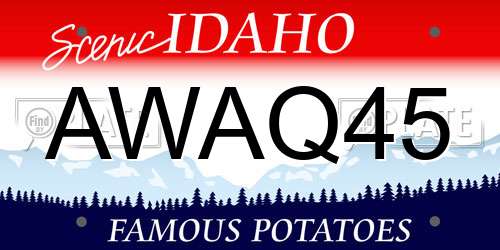 AWAQ45 Idaho License Plate
